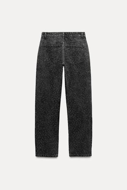 High Waist Glitter Wide Leg Jeans for Women