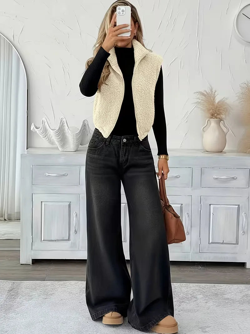 Gilet zippé avec fausse peau de mouton