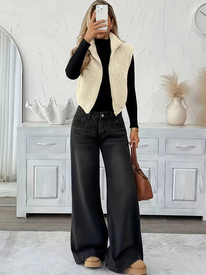 Gilet zippé avec fausse peau de mouton