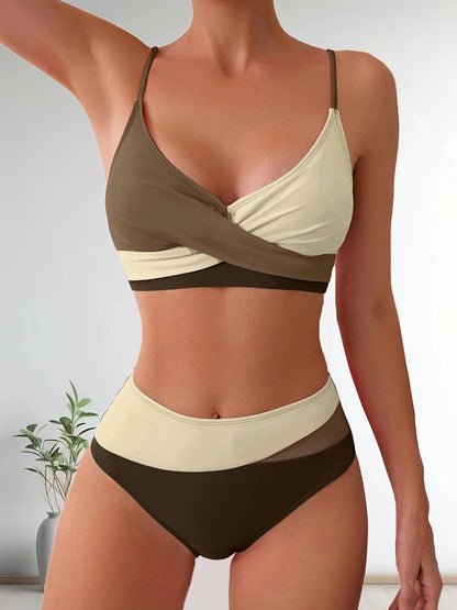 Set bikini patchwork elasticizzato e comodo da donna