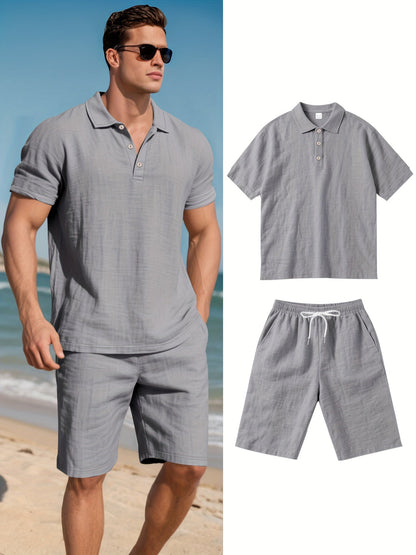 Leinen-Polohemd und Shorts für Herren – Bequem und lässig an warmen Tagen