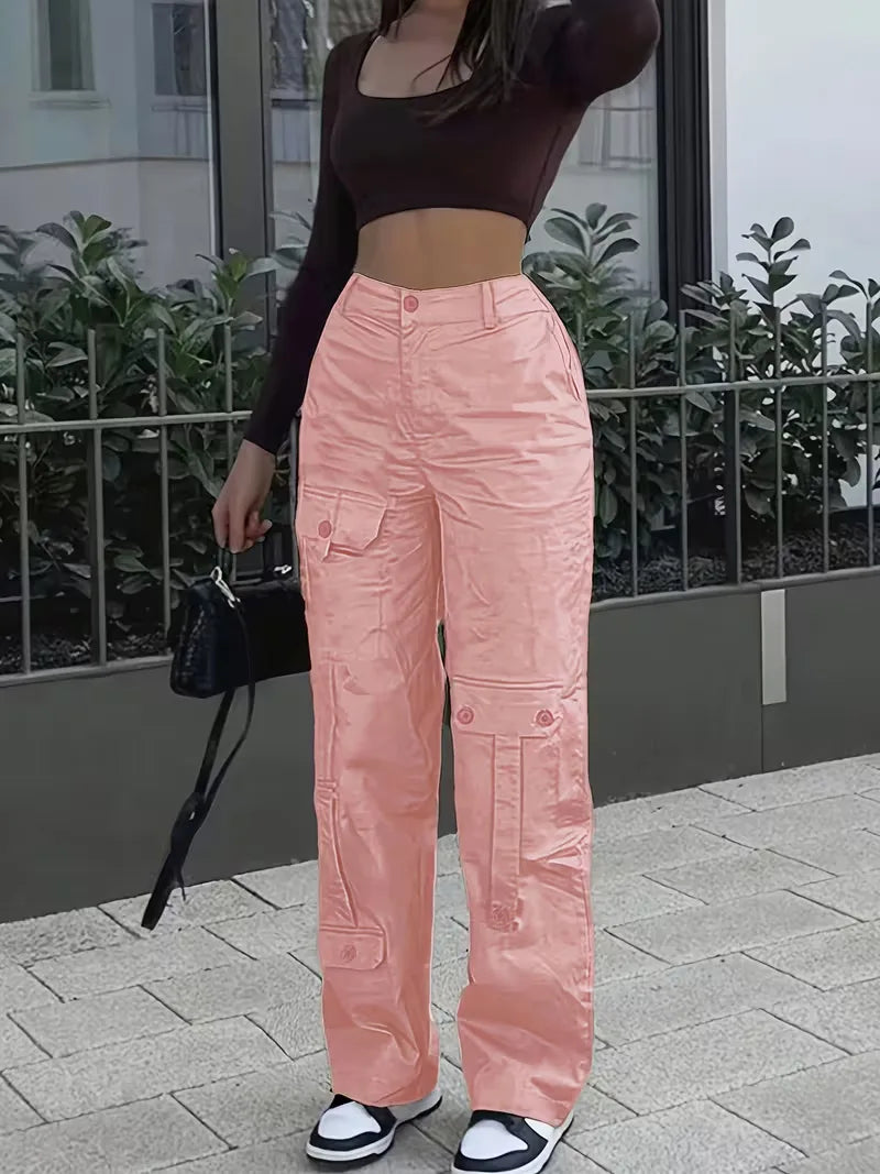 High-Waisted Cargo Trousers