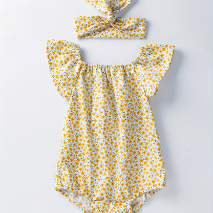 Baby romper with floral pattern – Soft cotton and comfortable