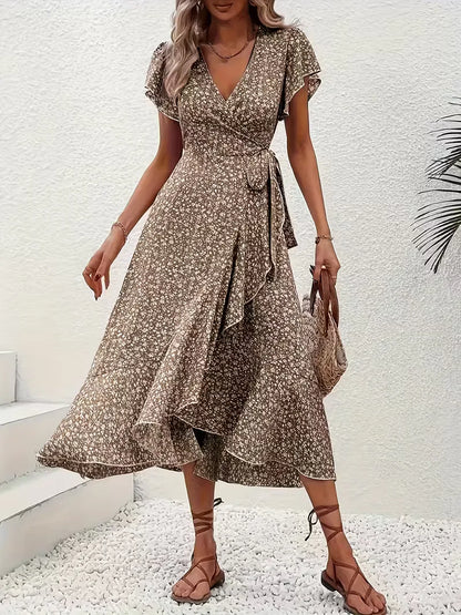 Robe portefeuille à fleurs