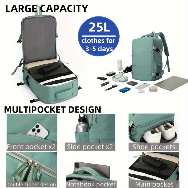 Mochila de viaje con apertura de 180° y compartimento para zapatos