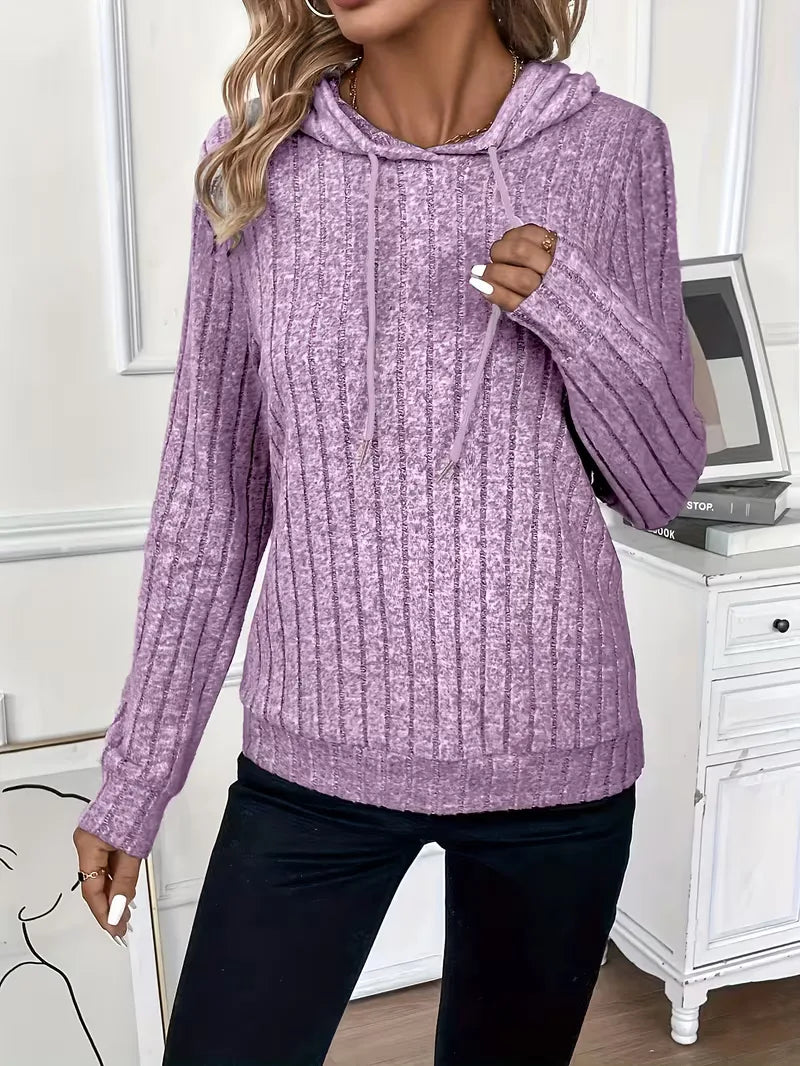 Hoodie with Ribbed Texture