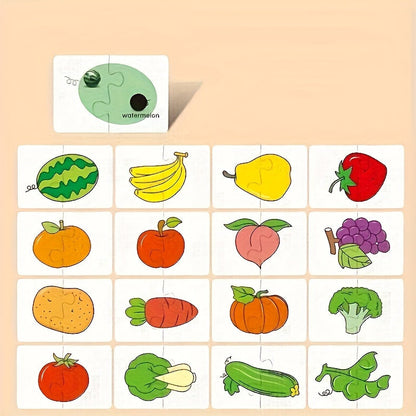 Educational Puzzle Set for Children – 16 Pieces with Fun Images of Professions, Vehicles, and Vegetables