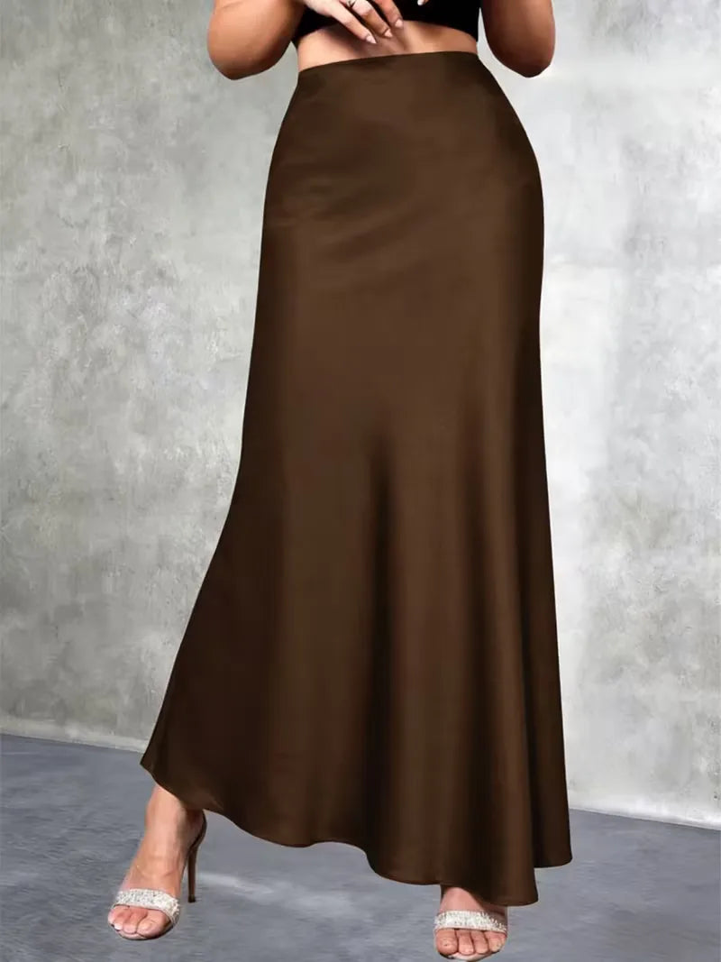 Jupe en satin taille haute