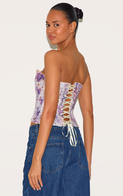 Lace Corset Top with Strapless Fit for Women