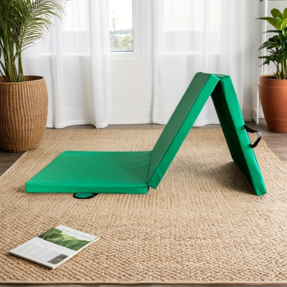 Esterilla de yoga portátil plegable en tres partes, con acolchado grueso, superficie antideslizante de PU y asa