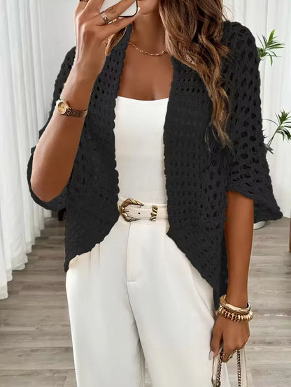 Oversized cardigan with hollow-out design