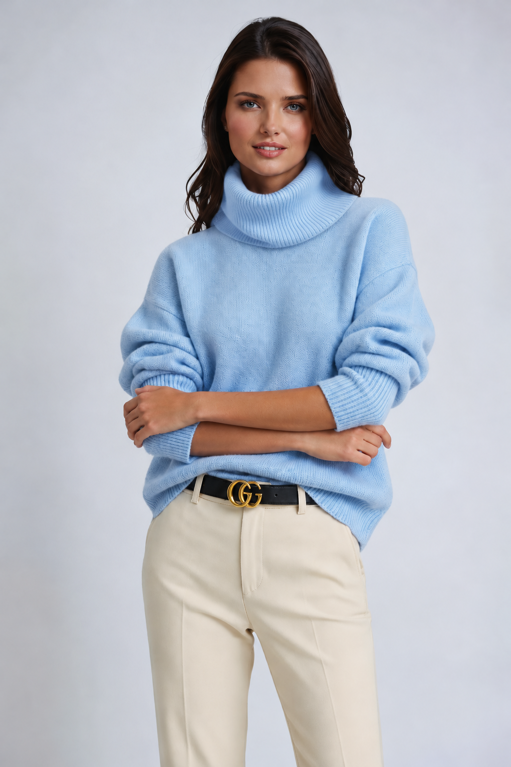 Soft Knitted Roll Neck Jumper for Women - Warm, Comfortable, and Stylish