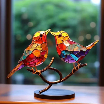 Moderne Vogeldekoration aus Acryl mit farbigem Glasdesign – künstlerisches Ornament
