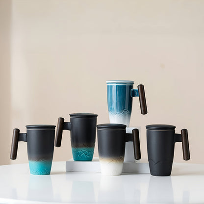 Handmade Ceramic Tea Mug with Strainer – Authentic Design and Practical Use