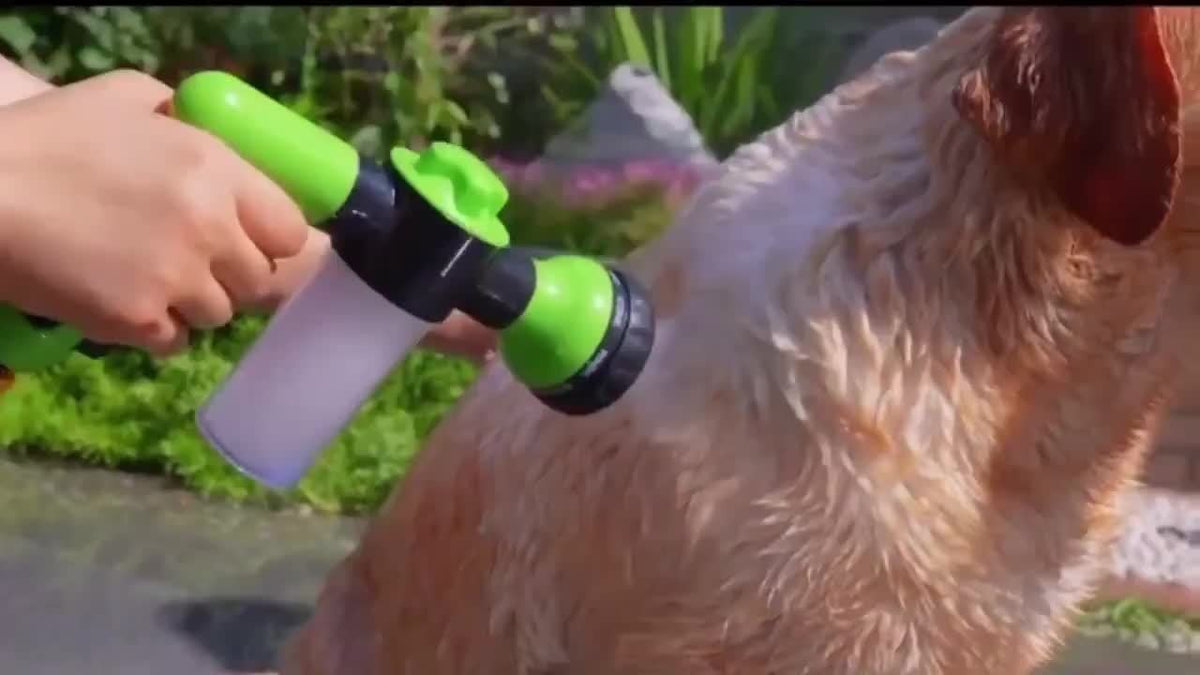 Accesorio de ducha para perros y manguera de jardín 8 en 1 - Lavado, rociado y limpieza