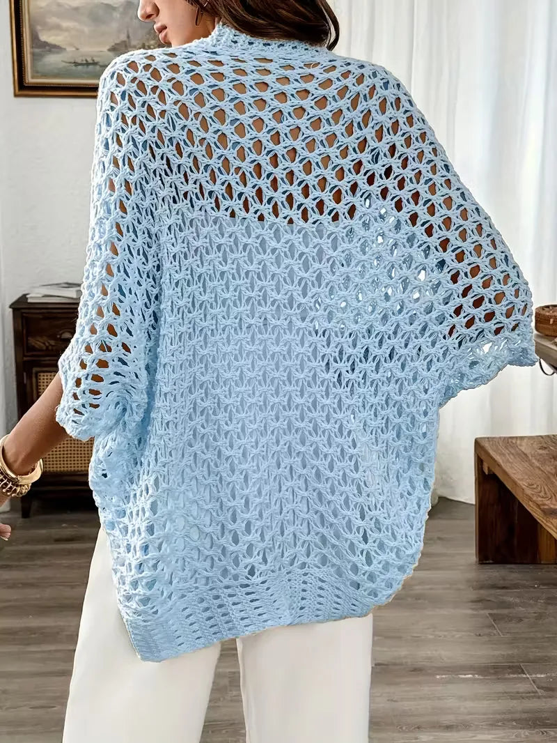Oversized cardigan with hollow-out design