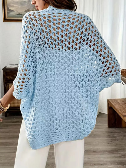 Oversized cardigan with hollow-out design
