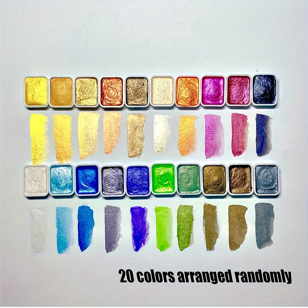 Parelmoerachtige aquarelverfset – 20 kleuren in vaste vorm voor schilderen en kalligrafie