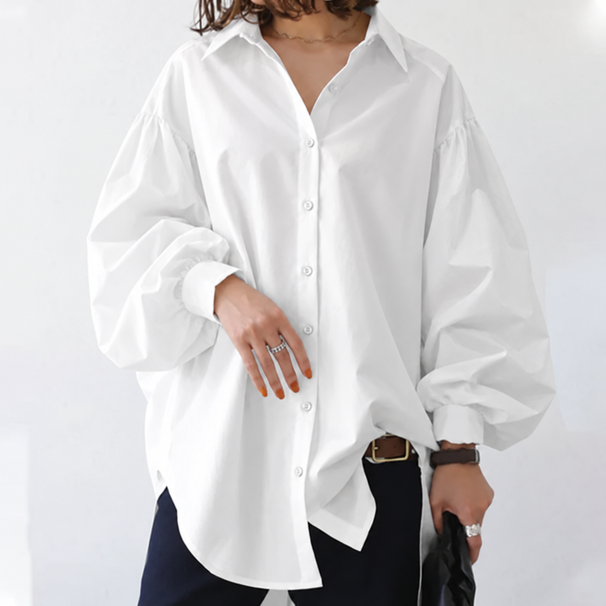 Oversized Women's Blouse with Long Sleeves