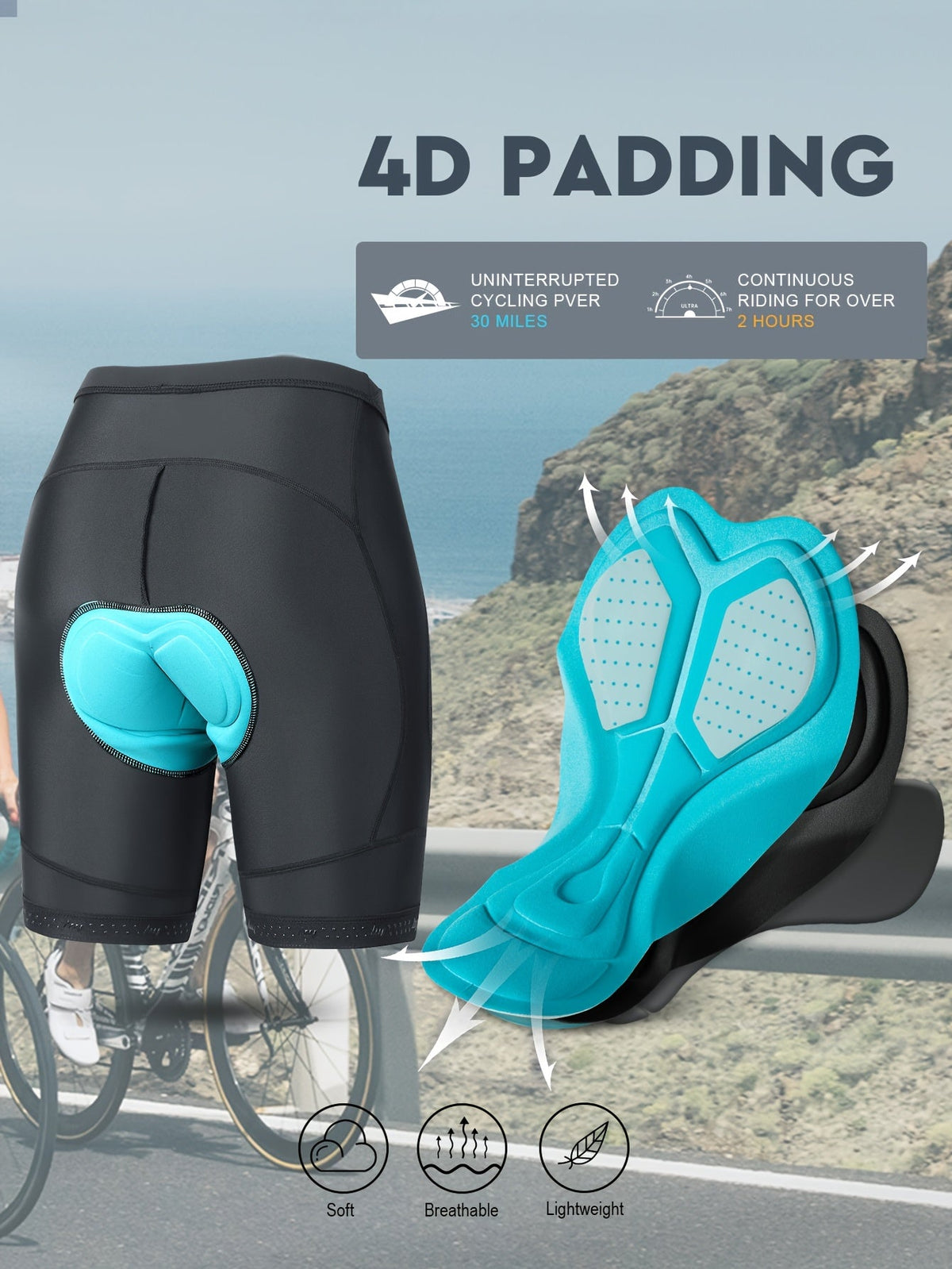 Bequeme Fahrradhose für Damen mit ergonomischem Sitzpolster und Stretch-Passform