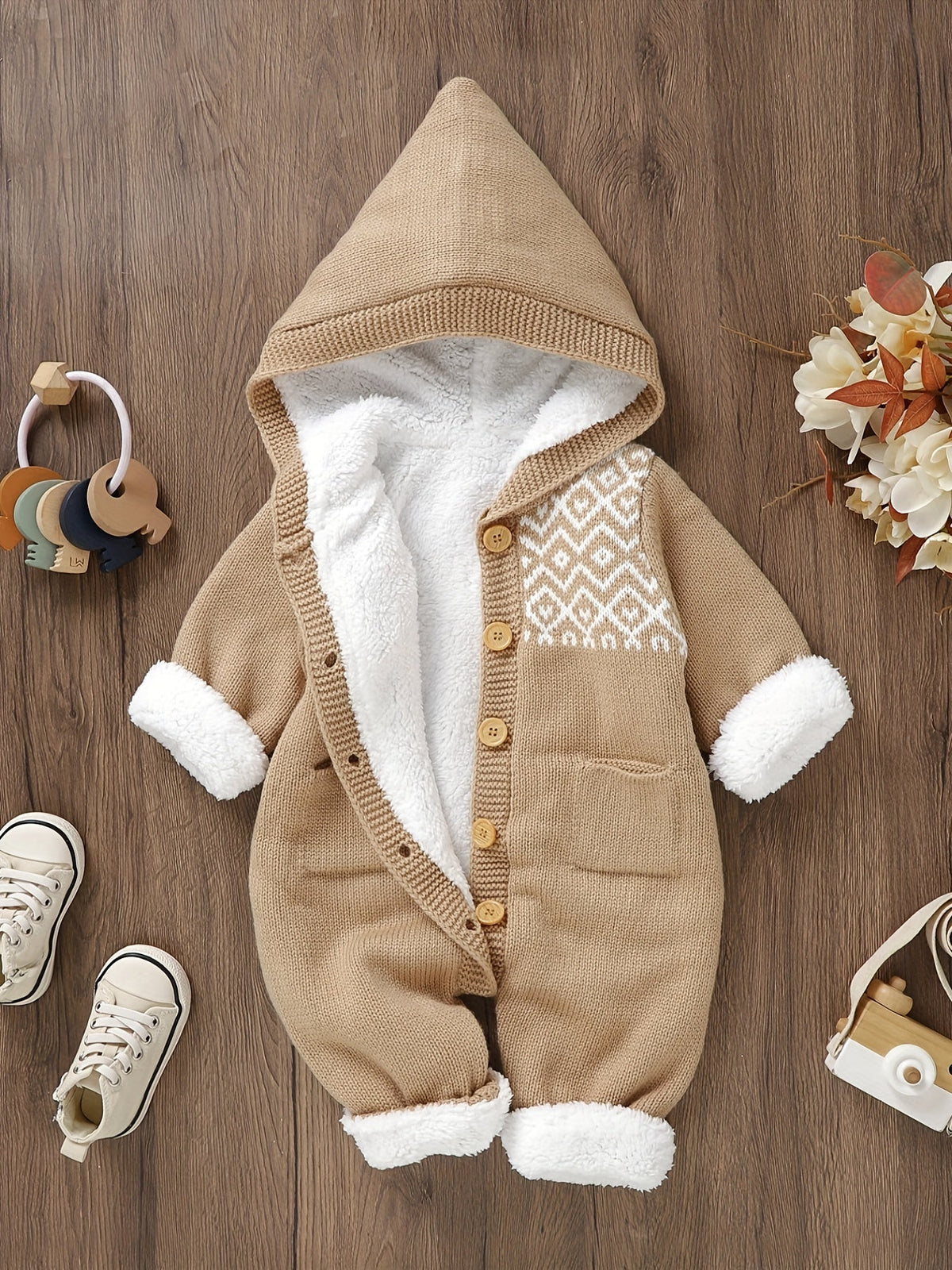 Baby knitted jumpsuit with hood – Warm and comfortable