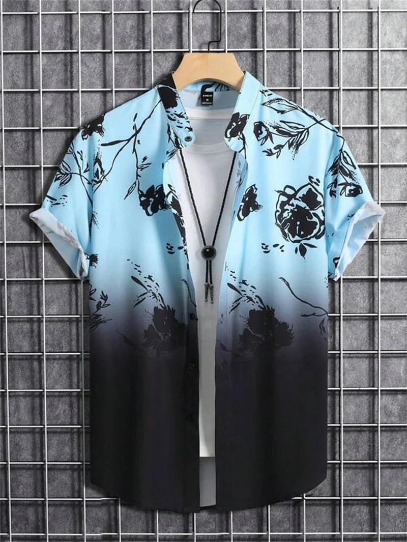 Amich - 3D Flower Printed Hawaiian Shirt
