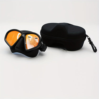 Tauchermaske aus gehärtetem Glas mit Aufbewahrungsbox - Tauchbrille mit Antibeschlagbeschichtung und Kamerahalterung