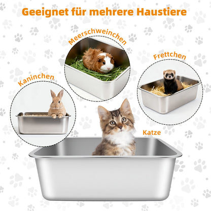 Extra Large Stainless Steel Cat Litter Tray with Low Entry – Durable and Hygienic Design