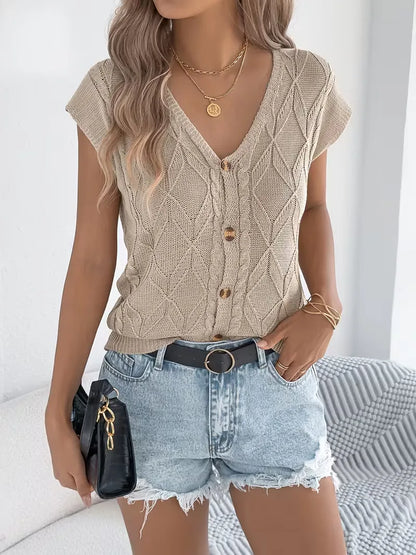 Gilet avec col en V et boutons