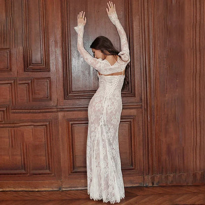 Maxi Dress with Cord and Lace - Ariella