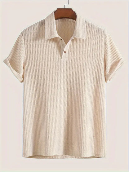 Polo casual da uomo con motivo a coste e comfort traspirante per l'estate