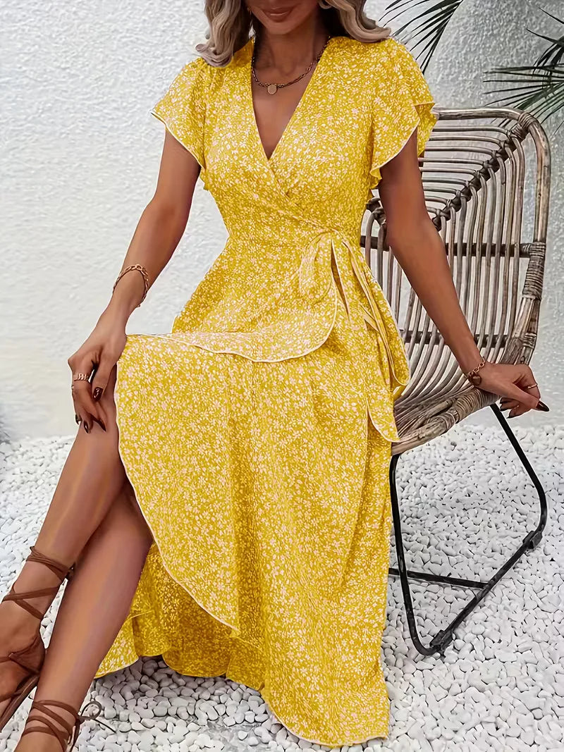 Robe portefeuille à fleurs