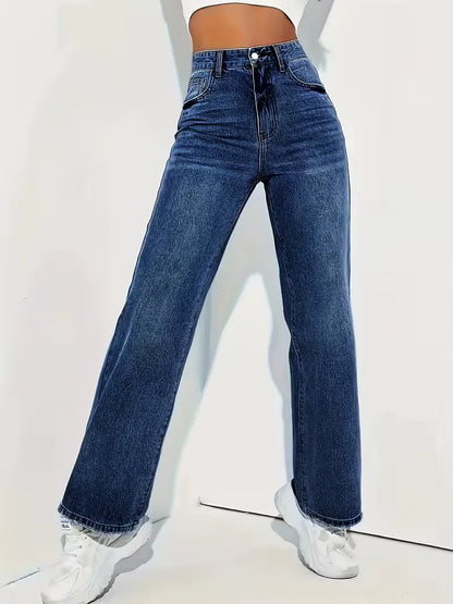 High-waisted straight jeans