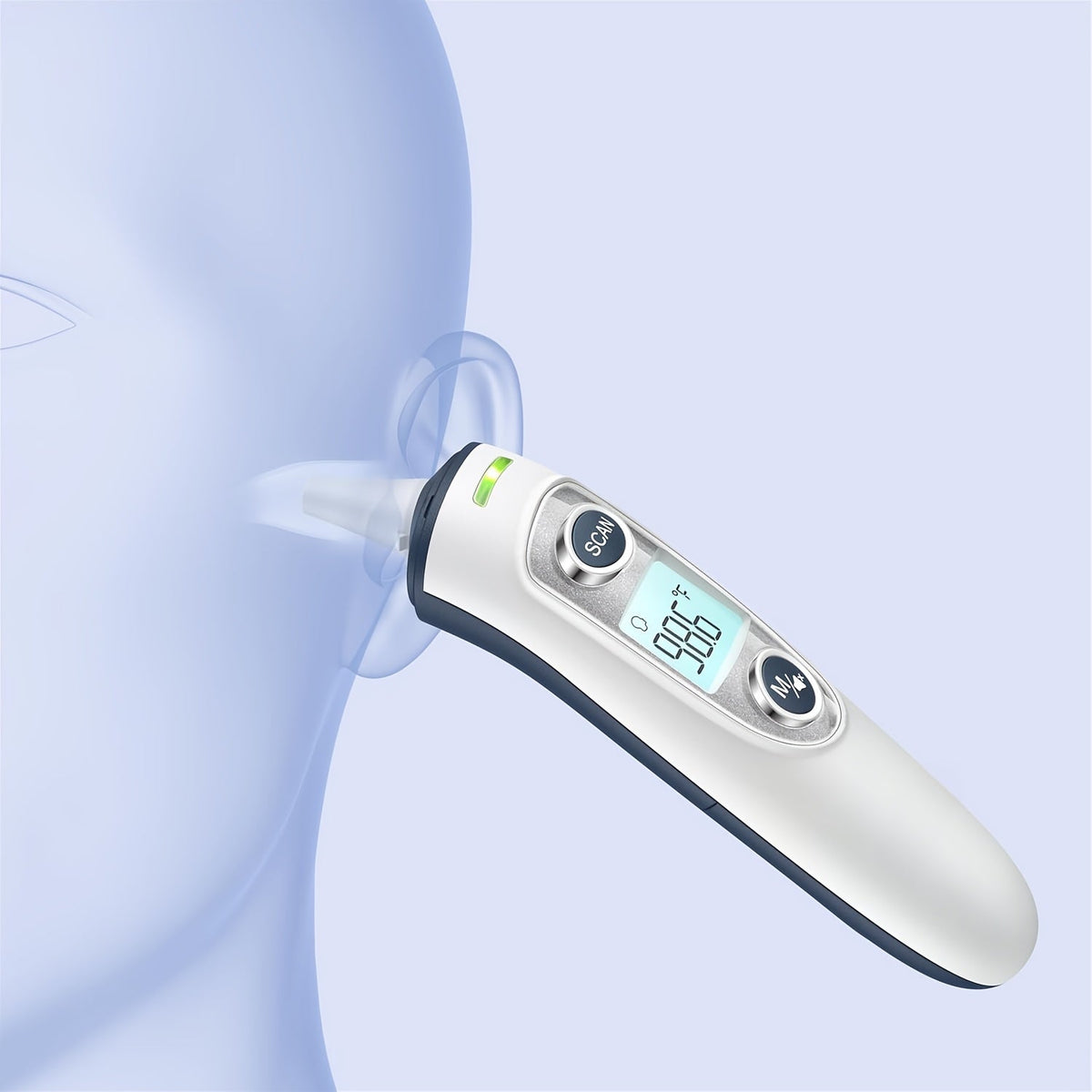 2-in-1 Digital Thermometer with Fast 1-Second Measurement – Suitable for Forehead and Ear