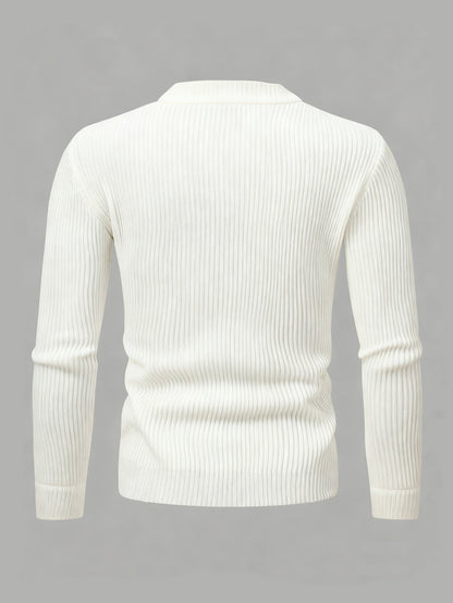 Cardigan da uomo a coste con zip – Vestibilità comoda per autunno e inverno