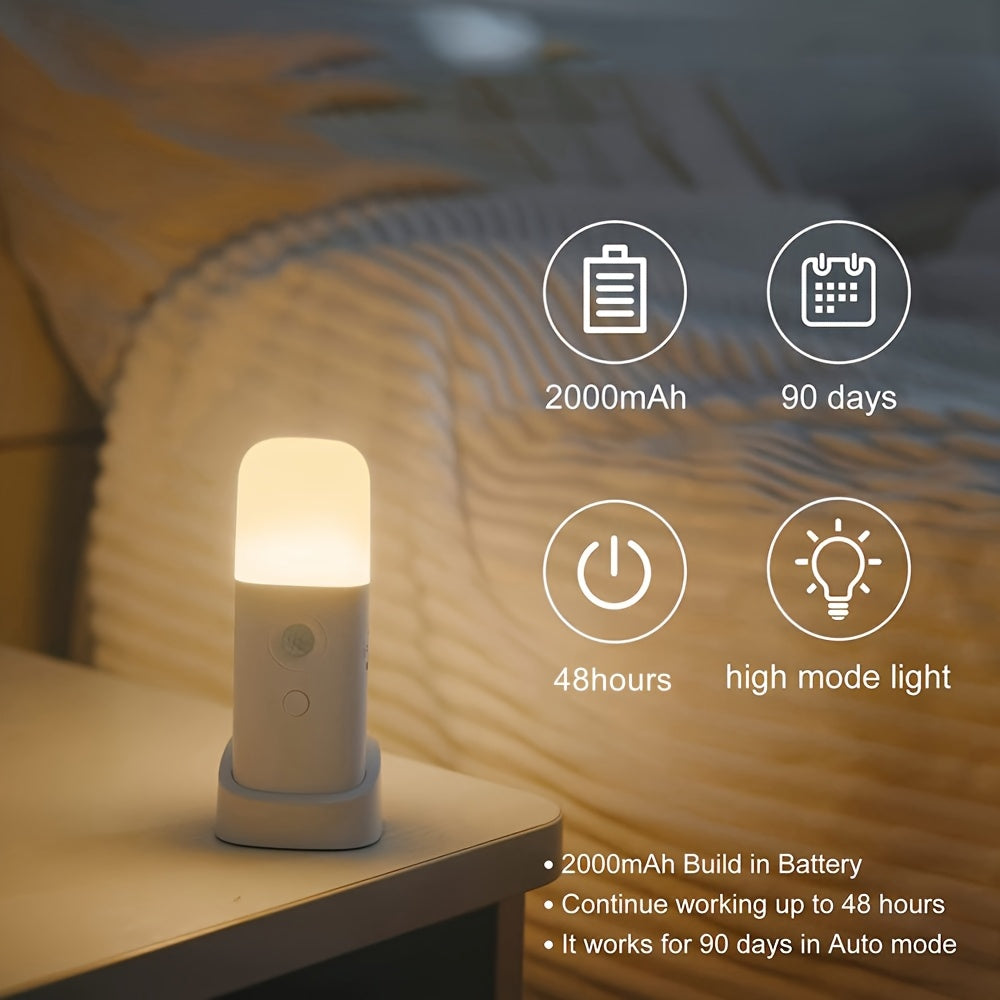 LED Night Light with Motion Sensor – USB Rechargeable and Adjustable Brightness for Bedrooms and Hallways