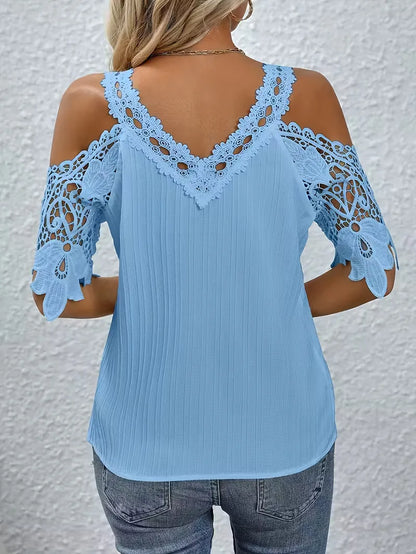 off-shoulder T-shirt with lace