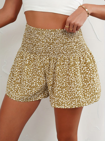 Leichte Damenshorts für den Sommer mit Blumenmuster und bequemem elastischem Bund
