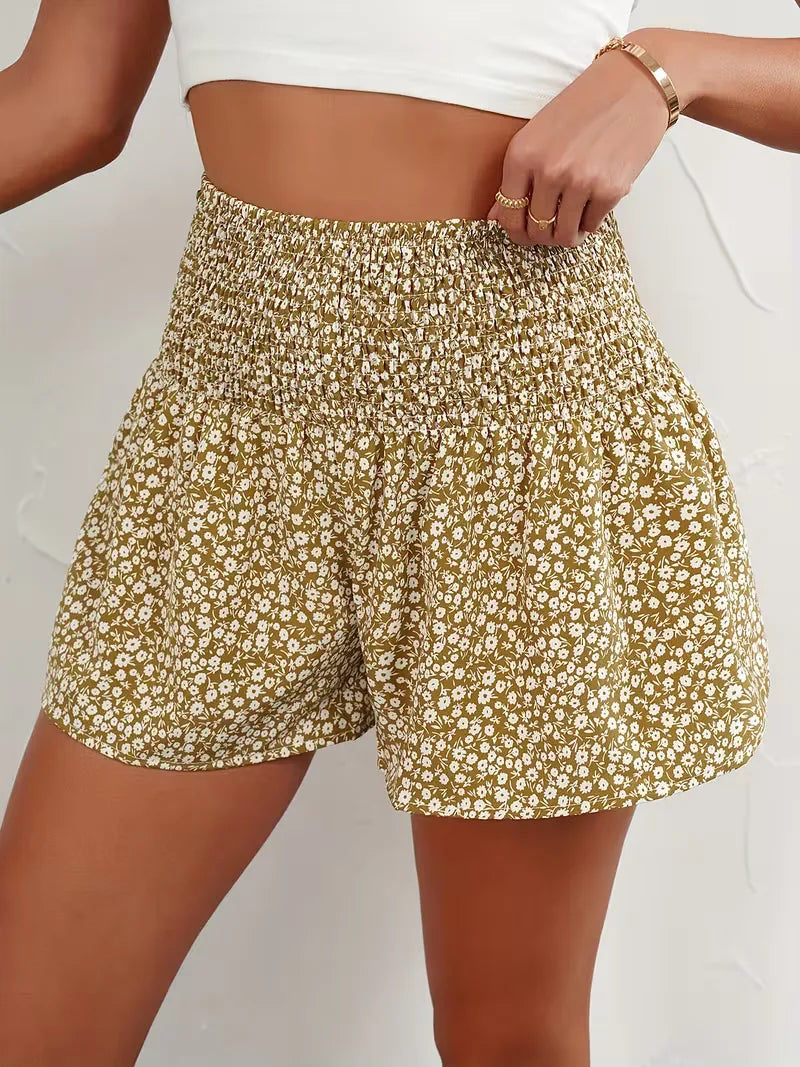 Shorts taille haute avec motif floral