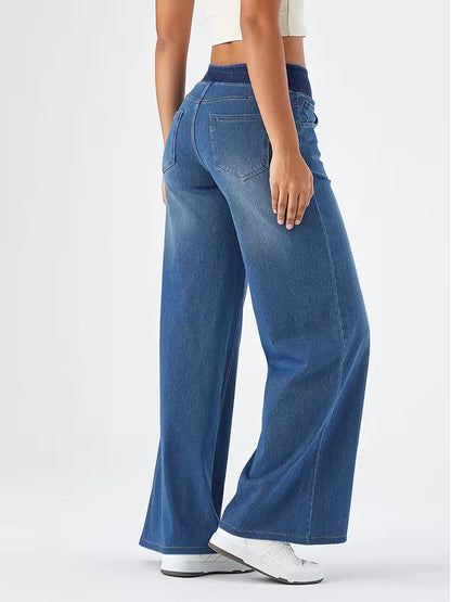 Jean à jambes larges avec taille haute