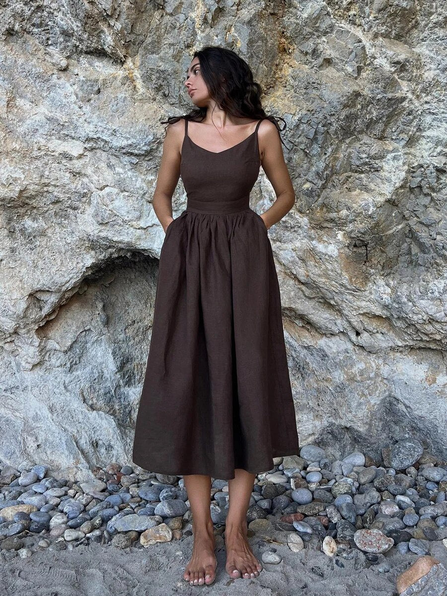 Abito da spiaggia vintage in lino - Kira