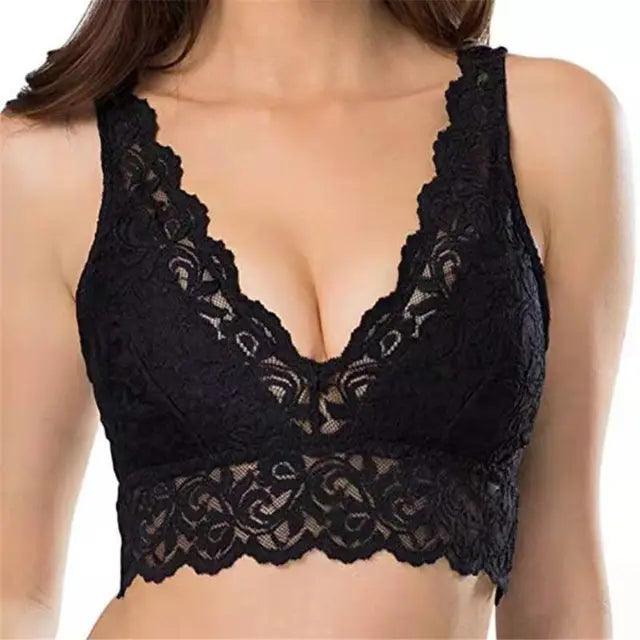Lace V-neck bralette bra without underwire - Margaux