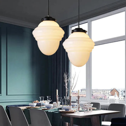 Vintage Geometric Pendant Light in Matt Glass with LED