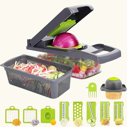 Conjunto Multifuncional de Cortador de Legumes - Conjunto de Corte com 10 Peças para uma Cozinha Eficiente