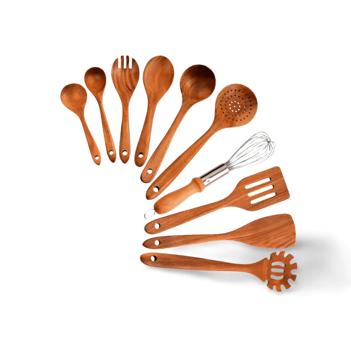 Set de utensilios de cocina de madera de teca - Duradero - Elegante - Funcional
