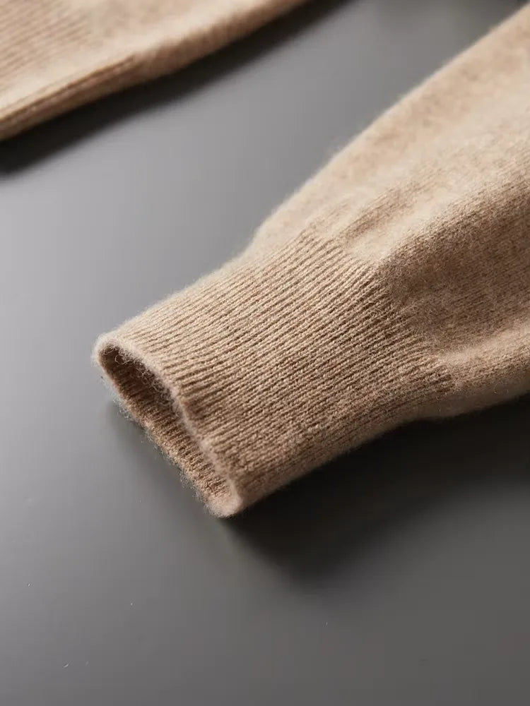 100% Cashmere Hoodie with Hood and Drawstring
