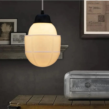 Vintage Geometric Pendant Light in Matt Glass with LED