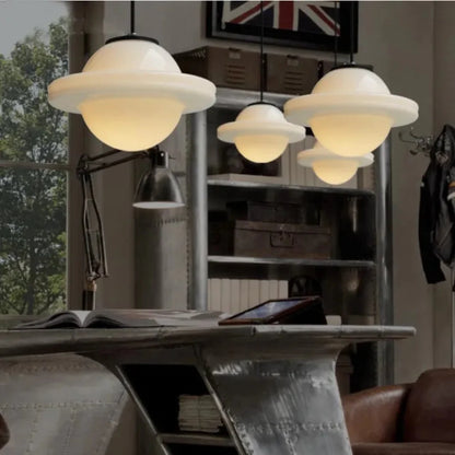Vintage Geometric Pendant Light in Matt Glass with LED