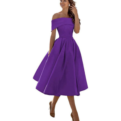 Off Shoulder Evening Dress for Women with Midi Skirt