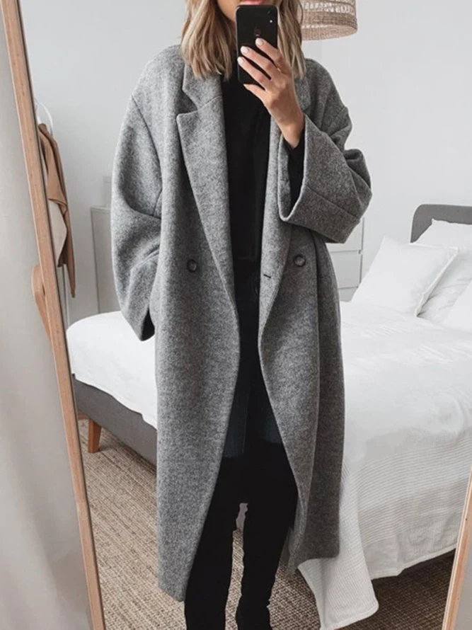 Chic Oversized Midi Women's Coat with Buttons